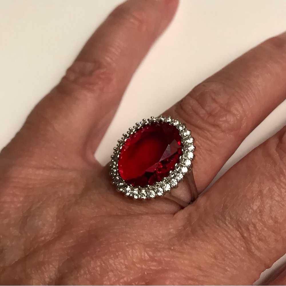 Garnet Stamped 925 Sterling Silver Ring